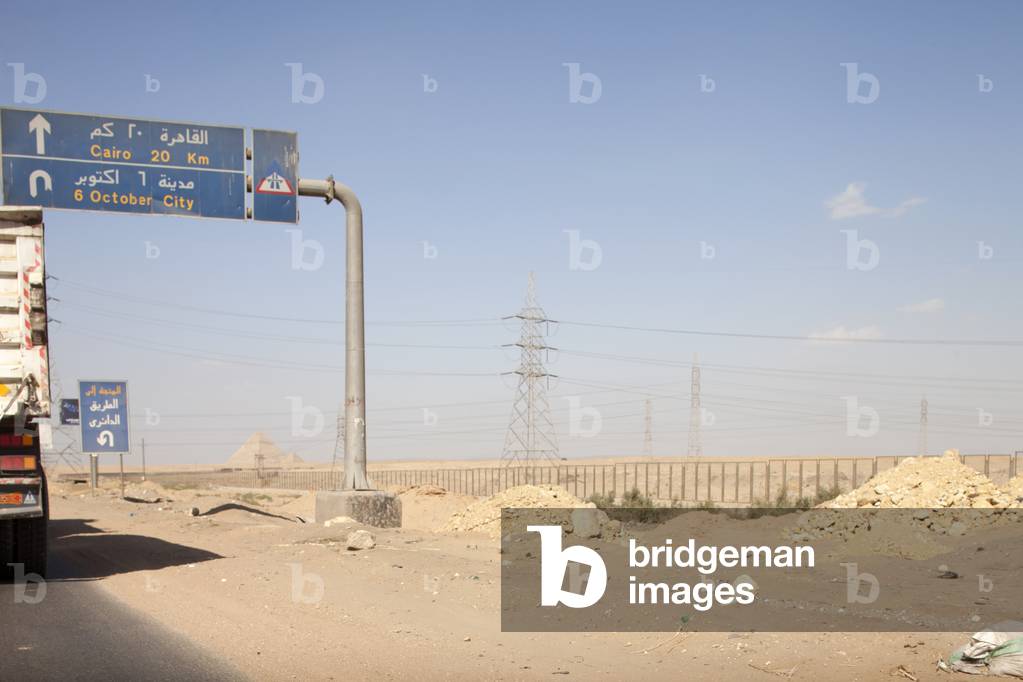 The Pyramids at Giza from a distance. Cairo, Egypt. (photo)