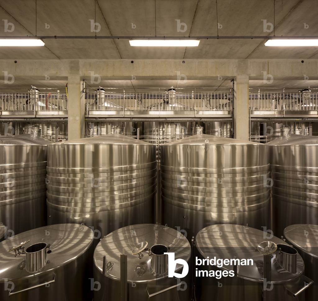 Steel tanks for Champagne production, Maison Palmer Winery, Reims, France (photo)