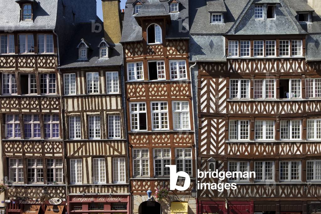 Seventeenth century timber-framed houses, Place du Champ-Jacquet, Rennes, Ille et Vilaine, France (photo)
