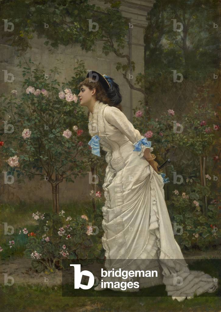 Immagine di Dipinto "donna e rose 1879 (olio su tela)", 1879 di Auguste Toulmouche