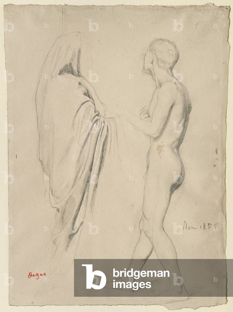 Studie für 'Dante und Virgil', um 1856-57 (Bleistift mit weißer Kreide auf Papier)