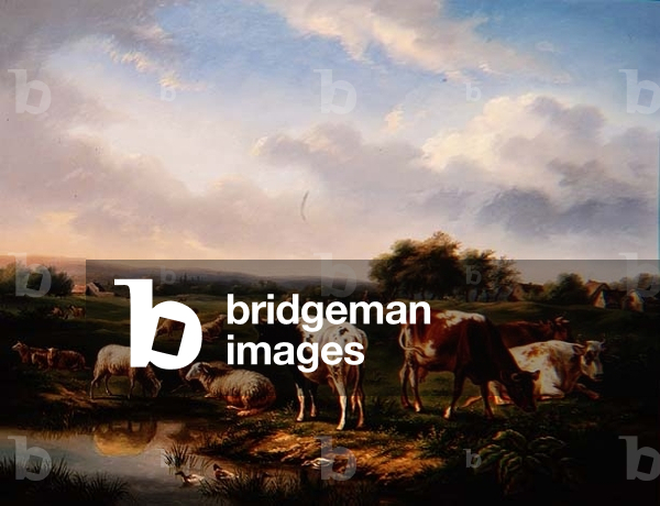 Cattle and Sheep in a Landscape (one of a pair)