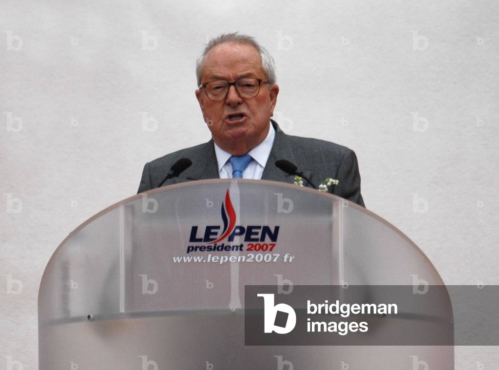 Jean Marie Le Pen during his speech at the Place de l'Opera in Paris on the occasion of May 1st 2006.