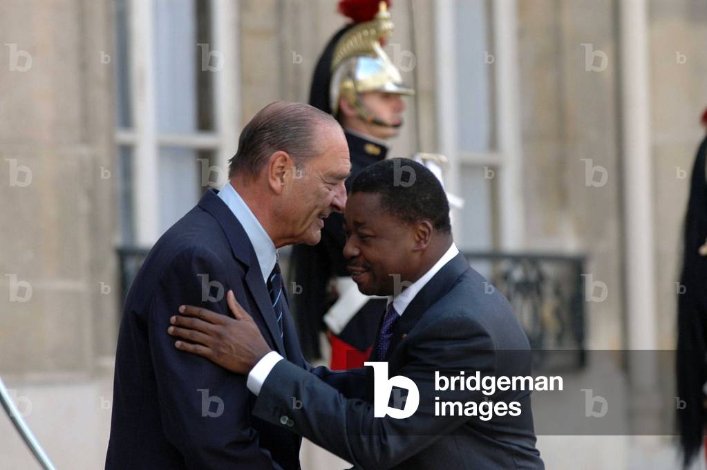 Paris, France, September 07, 2006: French President Jacques Chirac receives the President of Togo Faure Essozimma Gnassingbe at the Elysee.