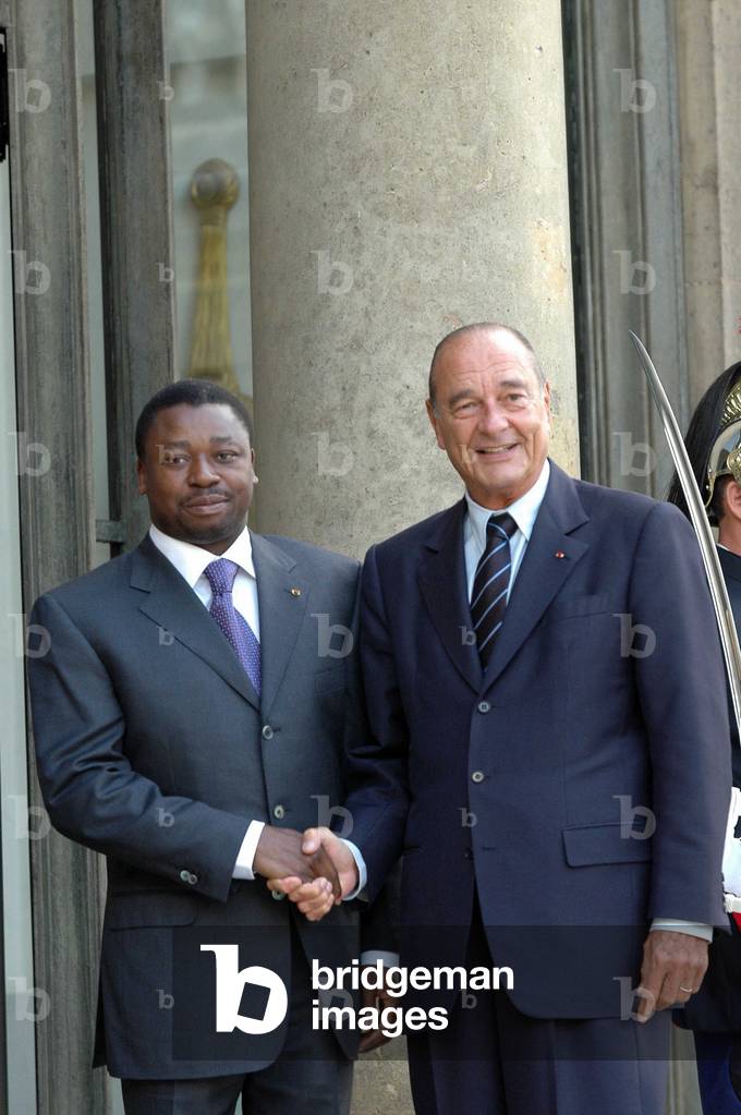 Paris, France, September 07, 2006: French President Jacques Chirac receives the President of Togo Faure Essozimma Gnassingbe at the Elysee.