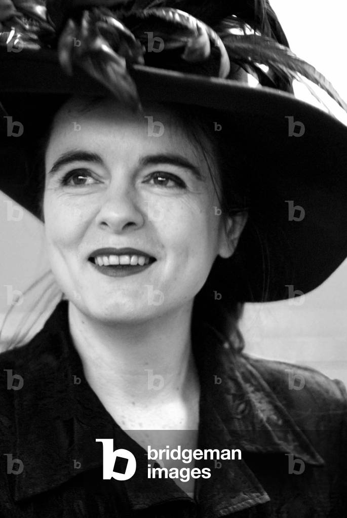 Portrait of Amelie Nothomb, Book Fair, Paris, France, 2007 (b/w photo)