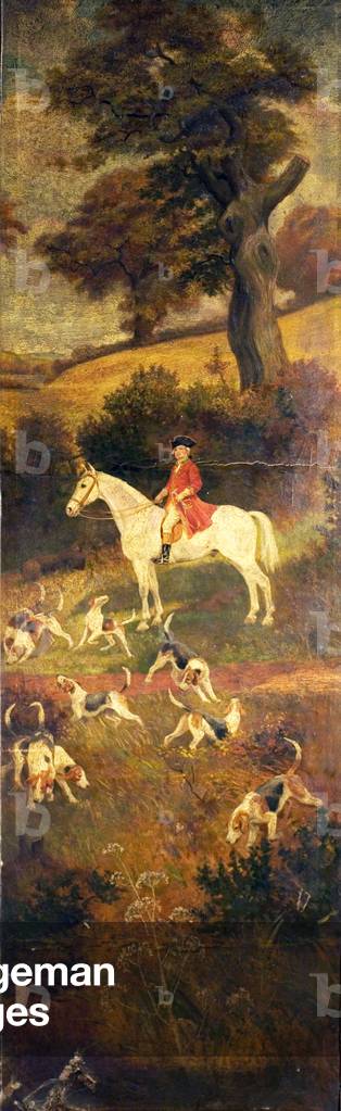 Victorian Foxhunt (right panel from a folded screen) (oil on canvas)