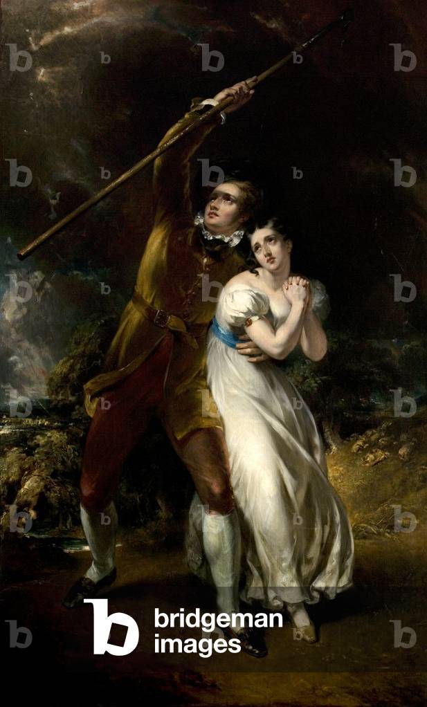 Celadon and Amelia in a Storm, 1840-49 (oil on canvas)