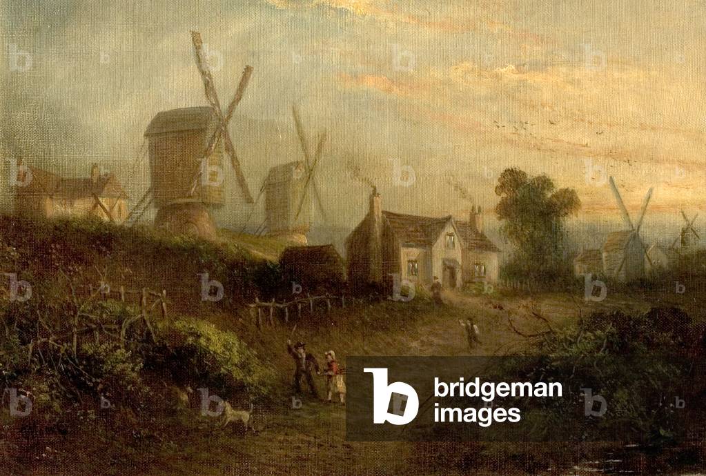 Mills and Gorse Bushes in Nottingham Forest, 1848 (oil on canvas)