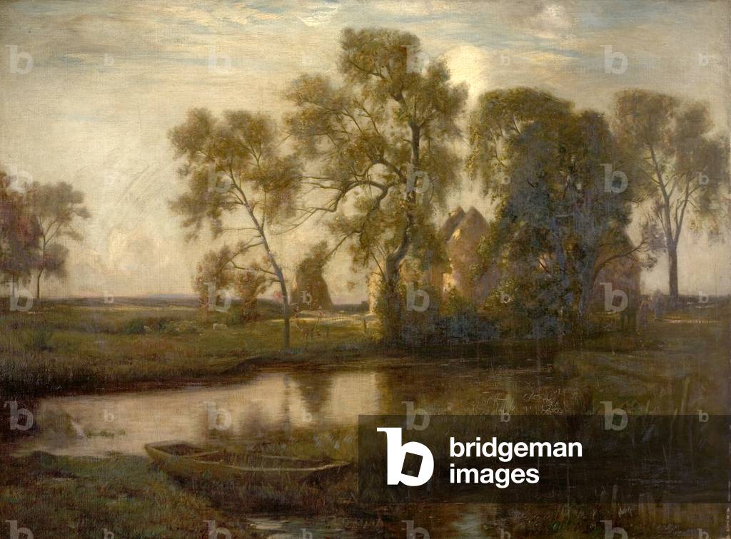 A Marshland Farm (oil on canvas)