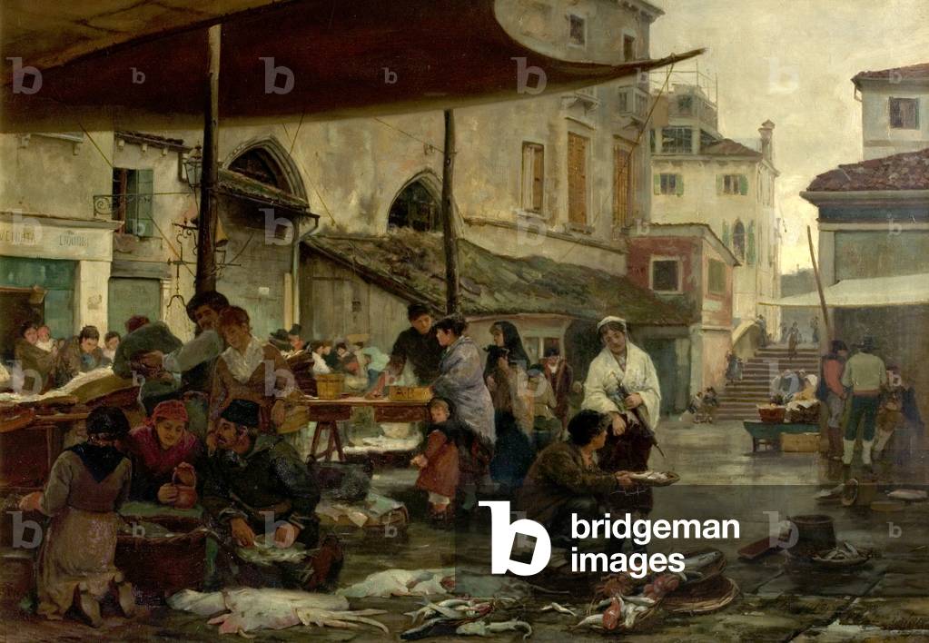 The Fish Market, Venice, Italy, 1881 (oil on canvas)