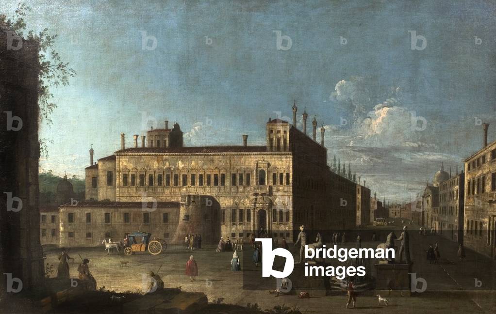 Piazza di Monte Cavallo, Rome, Italy (oil on canvas)