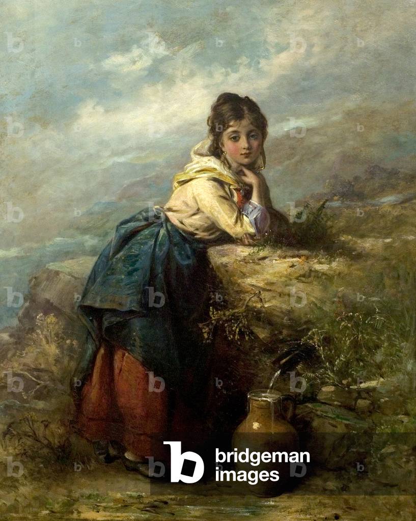 A Mountain Lassie (Girl with a Water Pot) (oil on canvas)