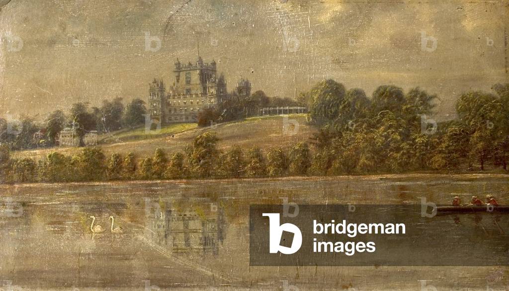 Wollaton Hall, Nottingham, from the Lake, c.1890 (oil on canvas)