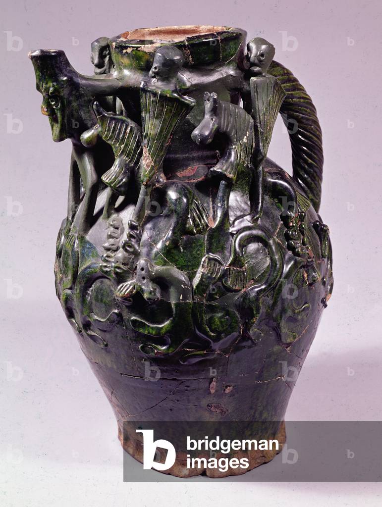 The Moot Hall Jug, lead glazed, possibly from Nottingham or Lincoln, c.1270 (ceramic)