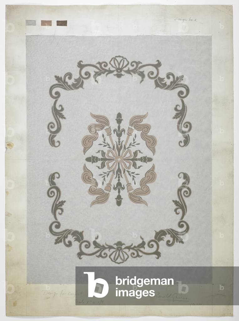 Image of Drawing depicting Carpet design (w/c on paper), 20th century by English Artist