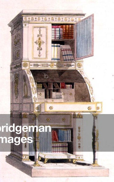 Secretaire bookcase (pl. 123) from Ackermann's Repository of Arts, Literature, Commerce, Manufactures, Fashion and Politics, published from 1809-28