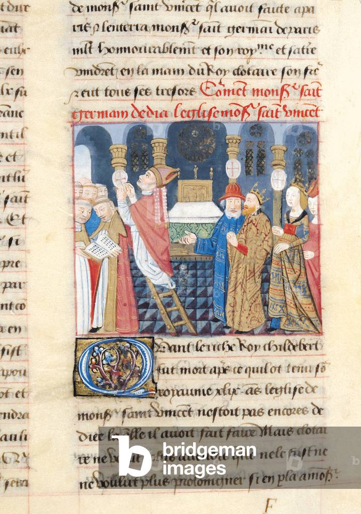 Ms 869/522 f.41r Dedicazione di San Germain alla presenza di Clotaire (d.629) della Chiesa di San Vincenzo, co