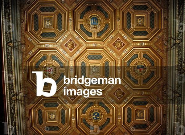 Detail of the coffered ceiling in the Galerie des Cerfs (painted stone)