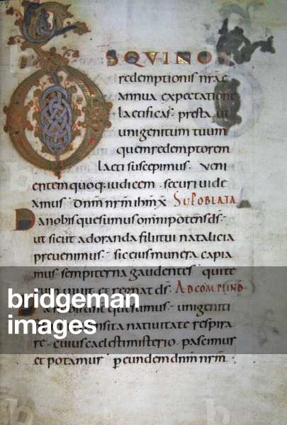 Ms 40/1447, Prayers for mass, from Sacramentaire de Lorsch (vellum)