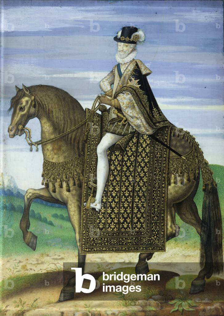 Equestrian Portrait of Henri IV (1553-1610) (gouache on paper)