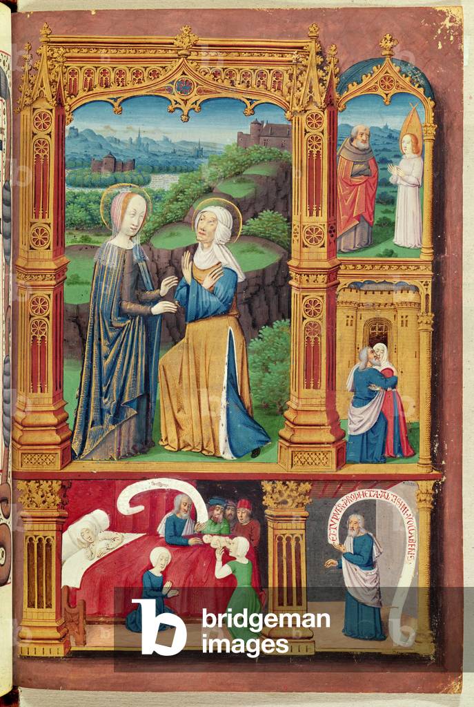 Visitation, from 'Heures de Marguerite de Coetivy' (vellum)