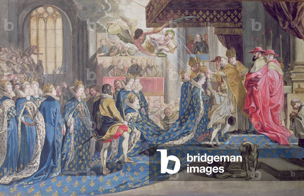 l'incoronazione di Marie de Medici (1573-1642) 13 maggio 1610, dopo un dipinto di Peter Paul Rubens (penna & i