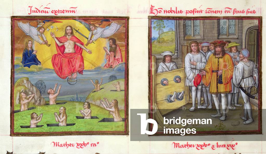 Frau 139/1363 fol.41v Das letzte Gericht und der faule Diener aus dem Gleichnis von den Talenten, aus 'Le Miro