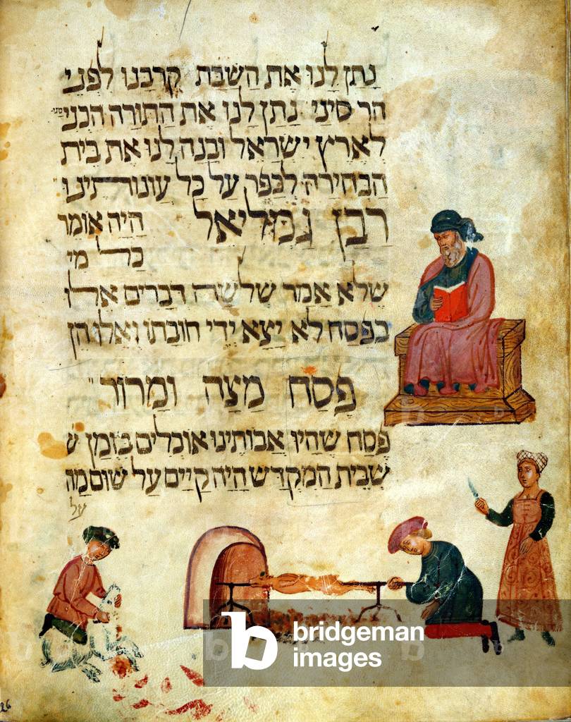 Image of Ms 7321352 fol.20v Preparation of the Paschal Lamb, from a by