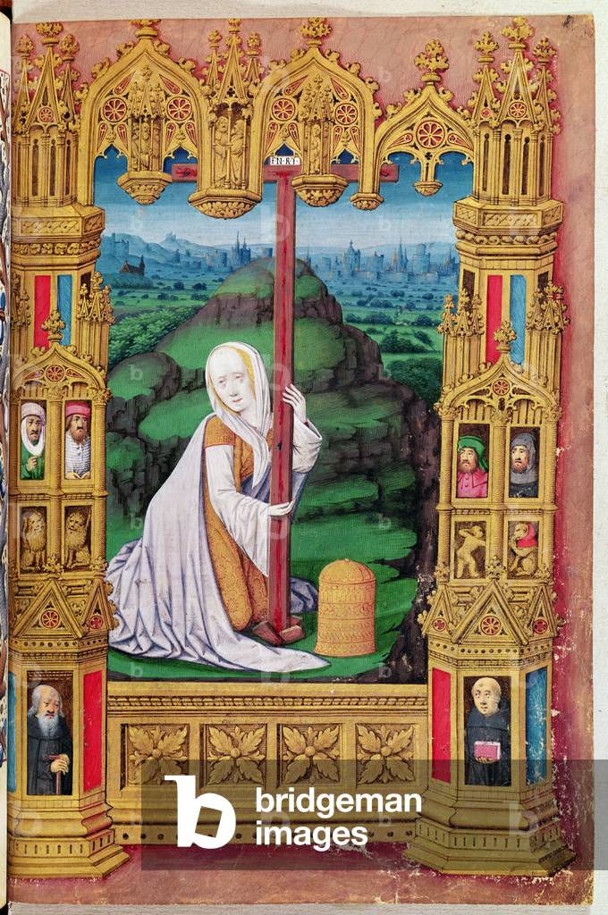 Mary Magdalene holding the cross, from 'Heures de Marguerite de Coetivy' (vellum)