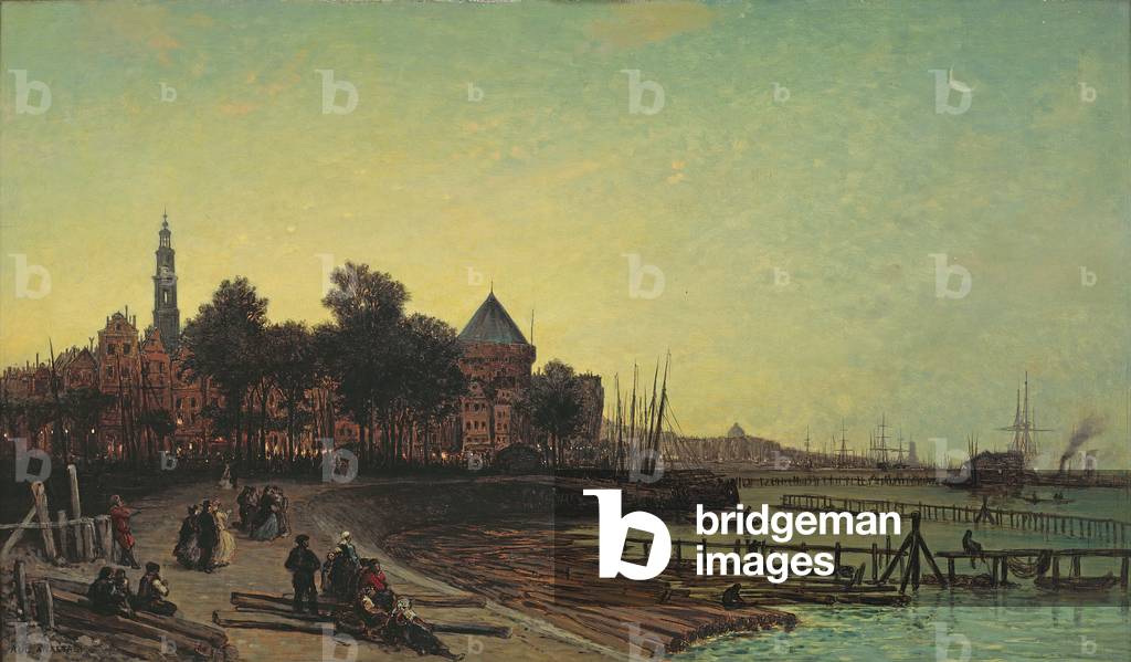 Evening in Amsterdam (oil on canvas)