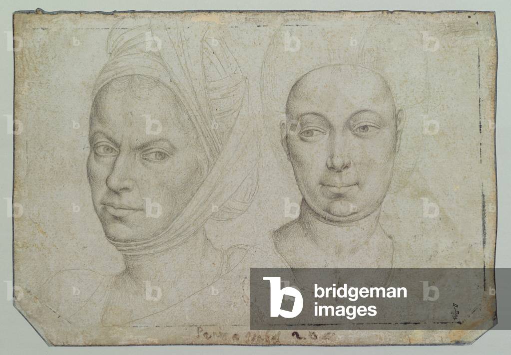 Bild von Zeichnung "Zwei Women's Heads (Bleistift auf Papier) (Verso) (siehe 160163 für recto)" von Derick Bae