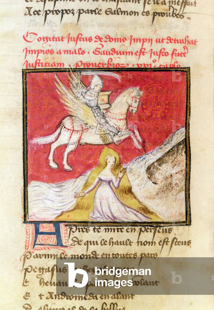 Ms. 492/1667 fol.112 v Perseus and Andromeda, from 'L'Epitre d'Othea a Hector' (vellum)