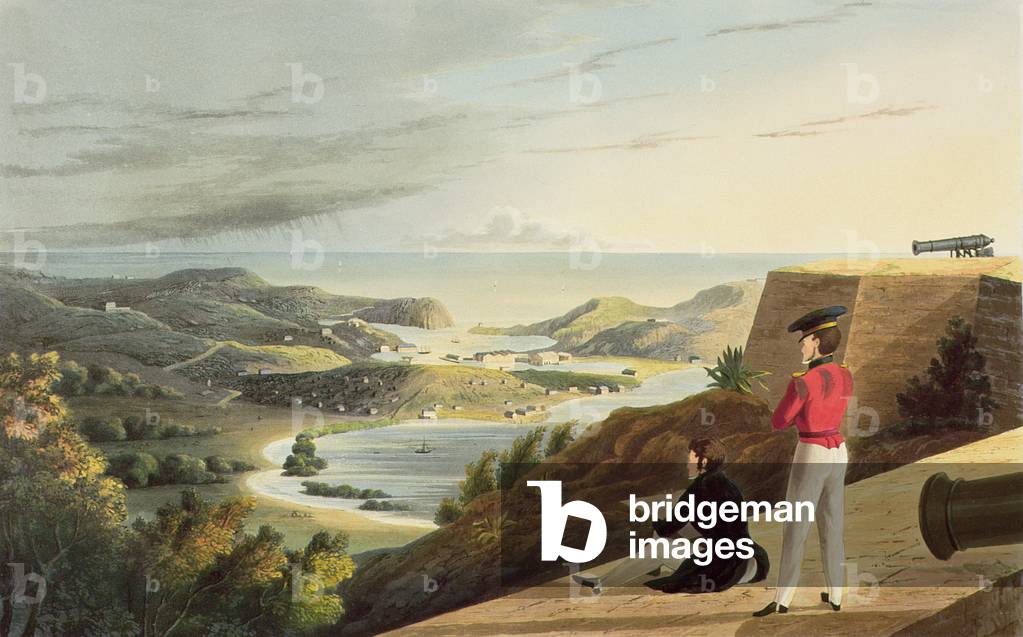 View of the English Harbour, Antigua from Great George Fort, Monks Hill, engraved by T. Fielding, pub. by T. & G. Underwood, 1827 (coloured engraving)