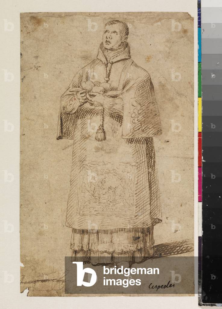 Saint Stephen, 17th century (pen & brown ink on laid paper)