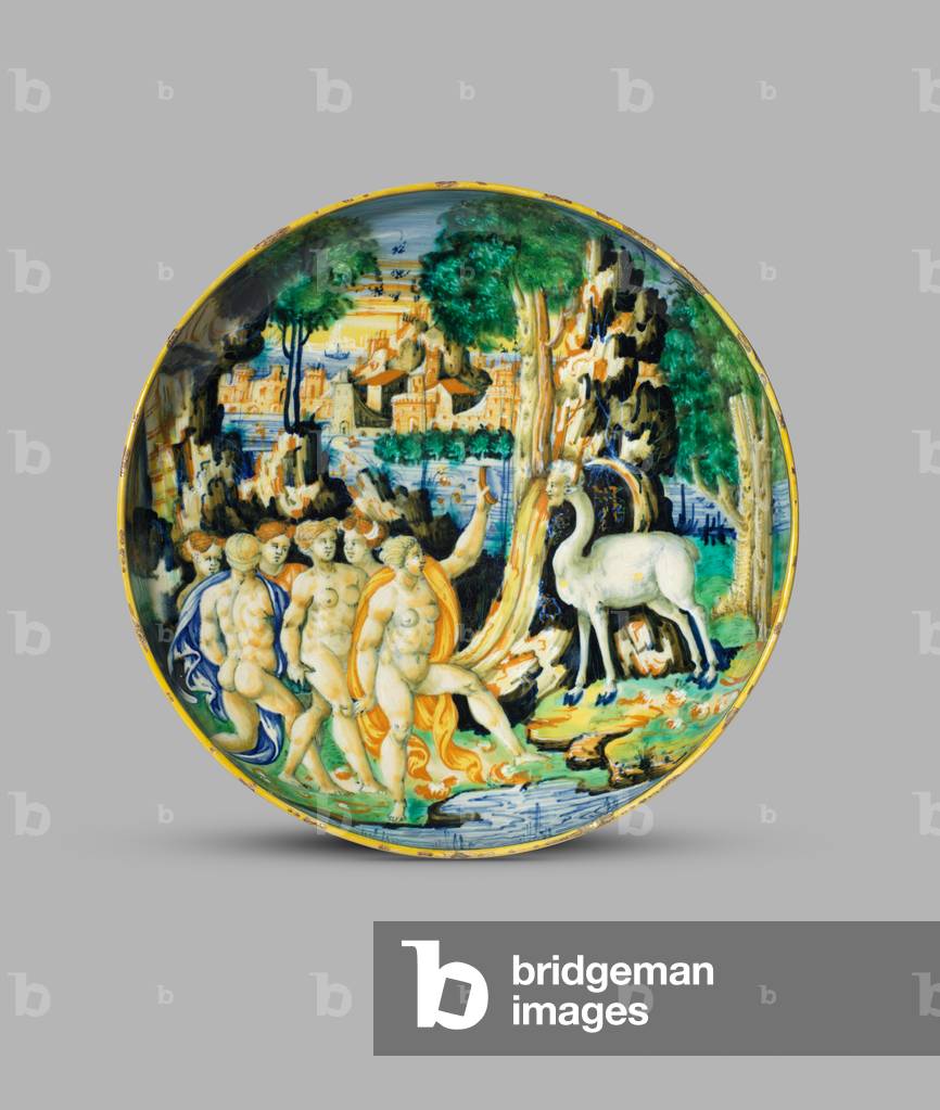 A Maiolica Istoriato bowl, Italy, Urbino or Pesaro, c.1540-c.1545 (tin-glazed earthenware)