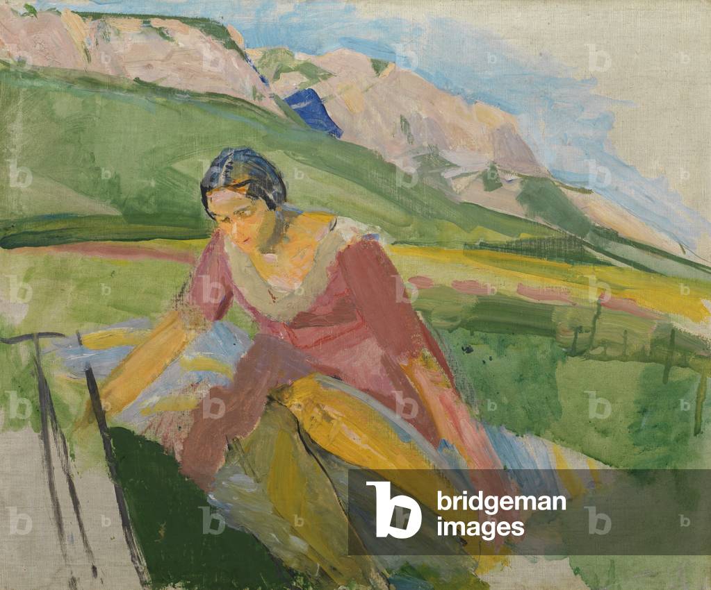 Young Woman in a Landscape (Carinthia), c.1930-38 (oil on canvas)