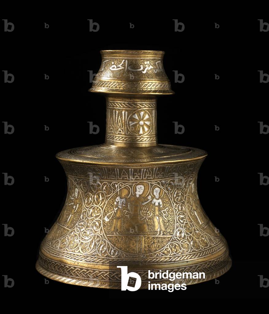 Candlestick, 1275-99 (cast, engraved bronze inlaid with silver)