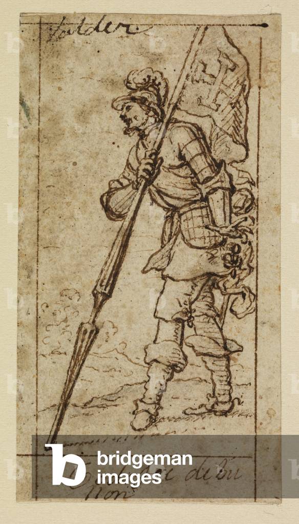 Godfrey of Bouillon, 17th century (black chalk, pen & brown ink on laid paper with brown ink framing lines)