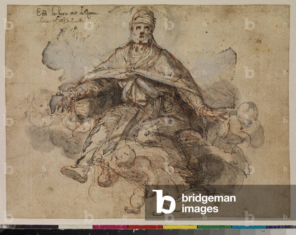 Apotheosis of Saint Augustine (recto), 1675-99 (red chalk, pen & brown ink, brown wash and white bodycolour on laid paper) [see 5948335]