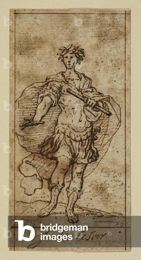 Julius Caesar, 17th century (black chalk, pen & brown ink on laid paper with brown ink framing lines)