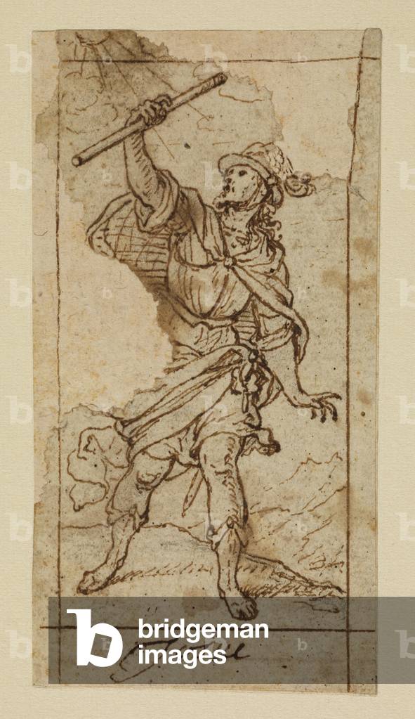 Joshua, 17th century (black chalk, pen & brown ink on laid paper with brown ink framing lines)