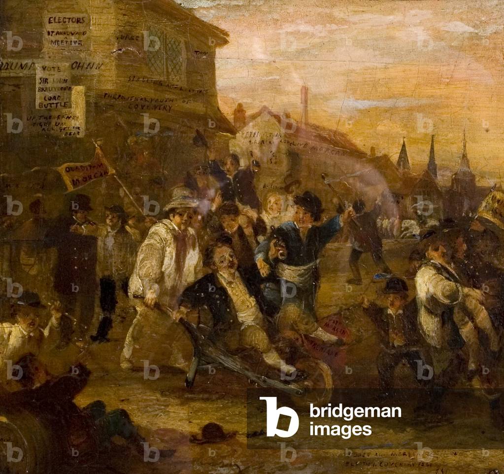 Election Riot at Coventry, 1861 (oil on panel)