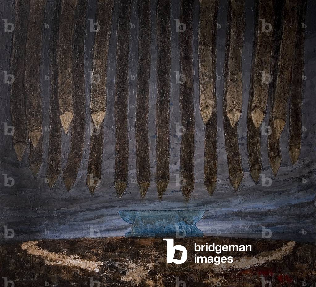 Untitled (First in the Korabra Series), 1986 (acrylic, sand and pigment on canvas)