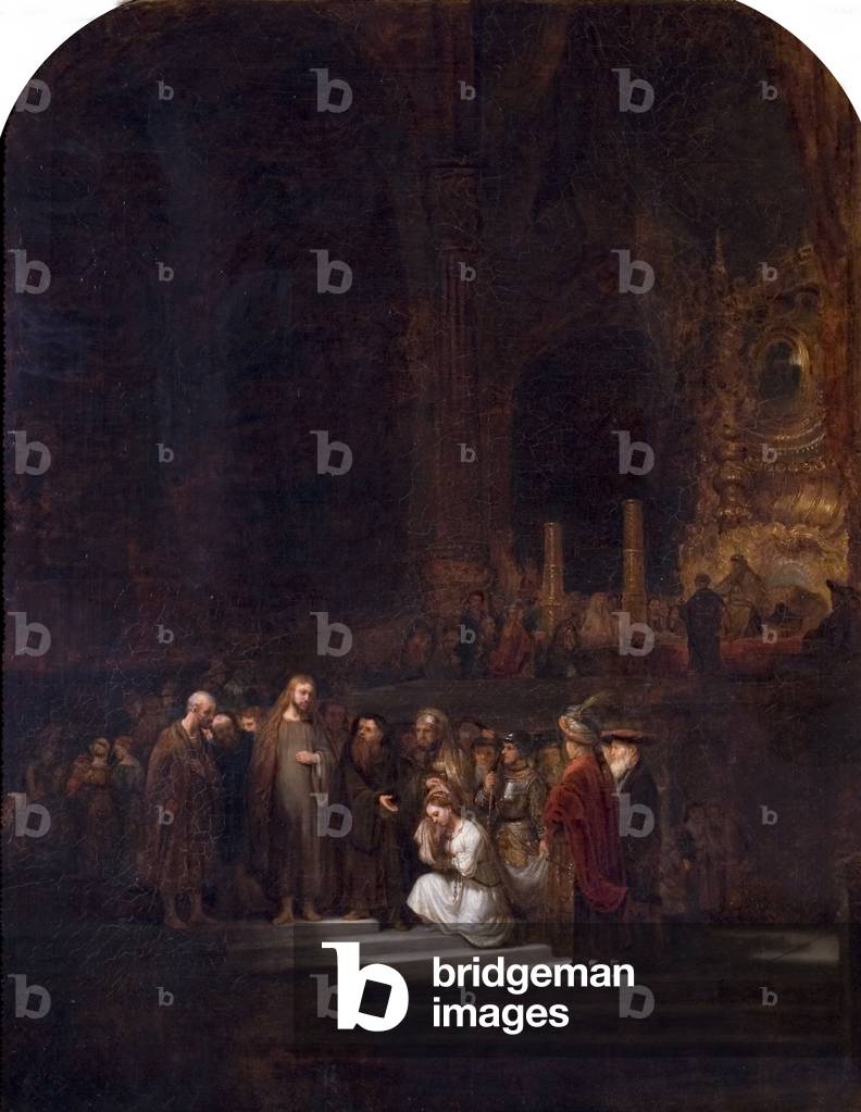 The Woman Taken in Adultery (after Rembrandt), c.1845 (oil on canvas)