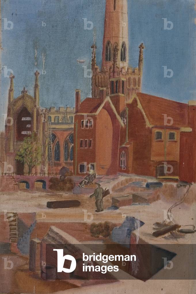 Holy Trinity, Coventry, 1943 (oil on canvas, laid on board)