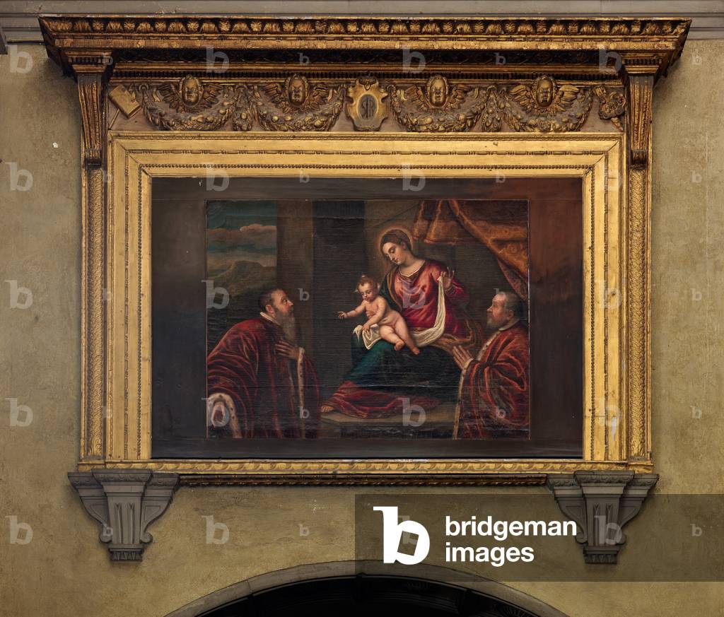 Madonna and Child with Two Camerlenghi (oil on canvas)