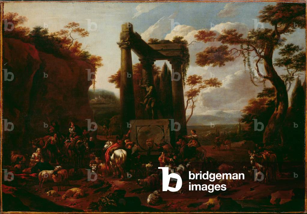 Landscape with figures and animals