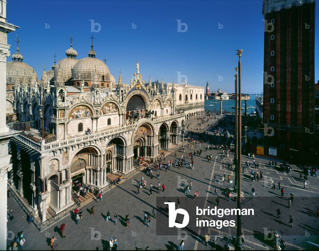 View of St Mark's Basilica and St Mark's Square, Venice, Italy (photo)