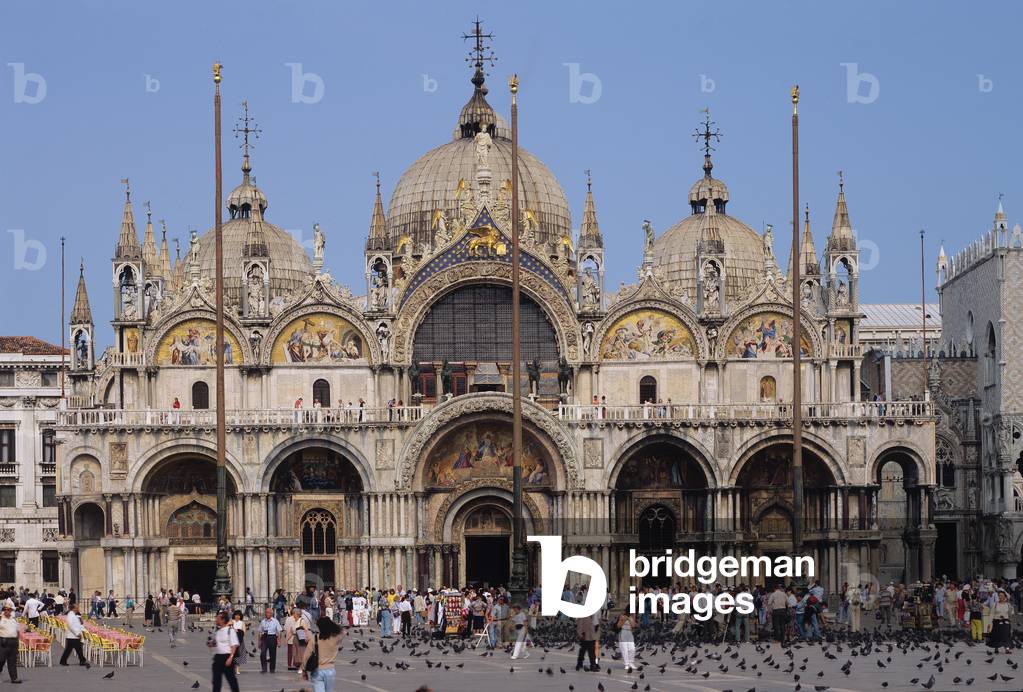 View of the Facade of St Mark's Basilica, Venice, Italy (photo)